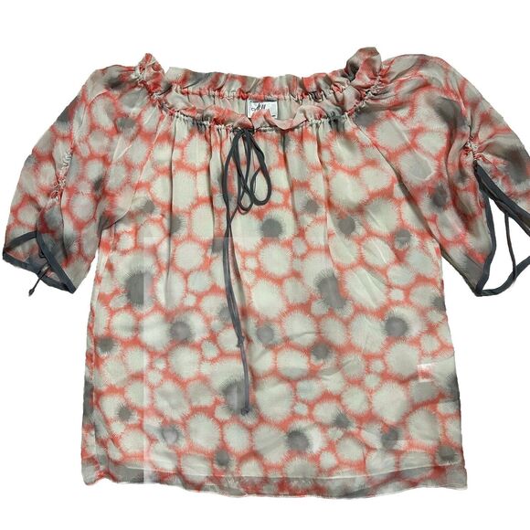 Milly Of New York Size 8 100% Silk Geometric Flowy Blouse Sheer Lightweight VTG - Picture 1 of 7